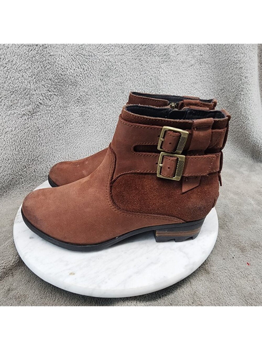 Sorel Shoes Womens Size 6.5 Brown Suede Double Buckle Ankle Boots *Read*
